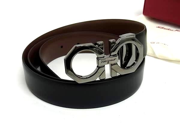 ■新品■未当て嵌める■ Salvatore Ferragamo フェラガモ ダブルガンチーニ なめし革 胴締め メンズ  黒いこと系 BP9937