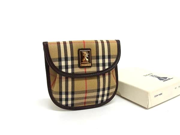 【極美品】Burberry がま口　コインケース ノバチェック 極美品 BURBERRY がま口 小銭入れ ノバチェック レザー ロゴ