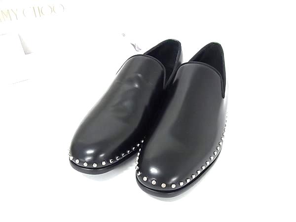 ■極美品■ JIMMY CHOO ジミーチュウ なめし革 スタッズ お召しものシューズ スリッポン 大きさ 40 1/2 (約25.5糎) 靴 黒いこと系 FK6595