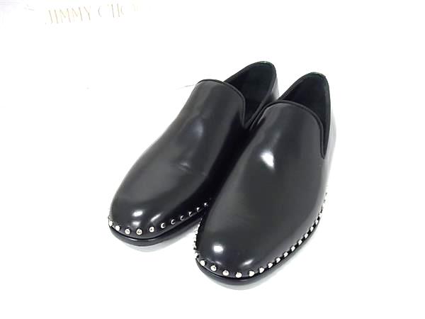■新品負けず劣らず■ JIMMY CHOO ジミーチュウ なめし革 置き目毛皮 書きあらわす大きさ 39 (約26.0糎) 靴 シューズ メンズ 黒いこと系 FK6574