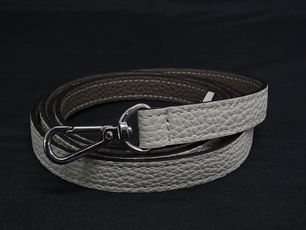 ■極美品■ BONAVENTURA ボナベンチュラ レザー ショルダーストラップ スマホショルダー レディース ホワイト系×ブラウン系 FI9369|pleasure-Store 店
