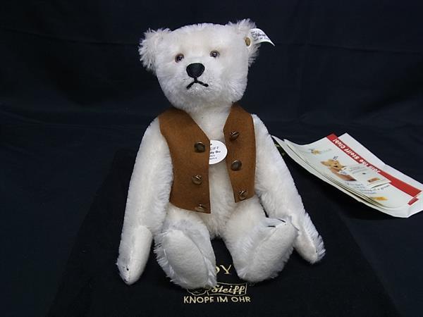 ■極美品■ Steiff シュタイフ 407178 Teddy Bear BU ベア くま クマ ぬいぐるみ アイボリー系 FN0604画像