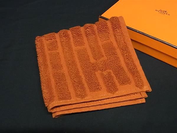 ■新品■未使用■ HERMES エルメス ラビリンス コットン100％ フェイスタオル ハンドタオル メンズ レディース オレンジ系 HA6332｜pleasure-Store　店 7,615円