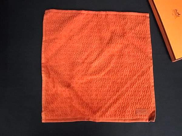 ■新品■未使用■ HERMES エルメス Hロゴ コットン100% ハンカチーフ ポケットチーフ メンズ レディース オレンジ系 HA8330|pleasure-Store 店