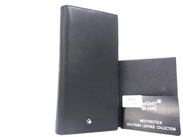 新品 MONT BLANC モンブラン ブラックレザー二つ折り財布 MONTBLANC（筆記具、時計） モンブラン 財布 二つ折り小銭入れ付
