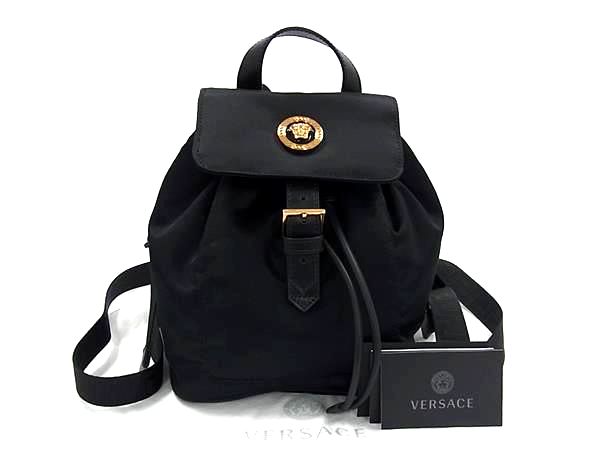 ■新品■未使用■ VERSACE ヴェルサーチ メデューサ ナイロン 巾着型 リュックサック バックパック レディース ブラック系 BJ8342｜pleasure-Store　店