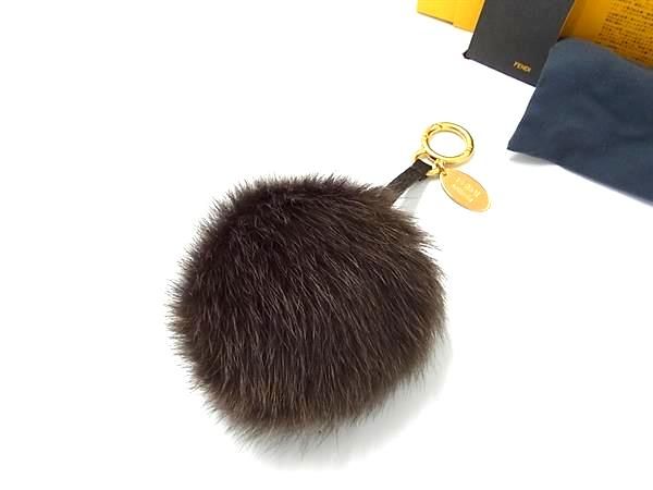 FENDI ポンポンチャーム ファー レザー M255004 ポンポンチャーム ブラウン | Fendi