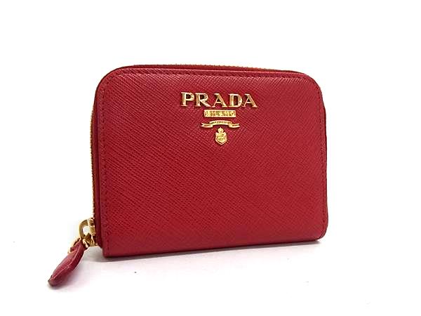 ■新品■未当て嵌める■ PRADA プラダ サフィアーノレザー ラウンドジッパー コインケース 硬貨がま口 歌留多入れもの 赤いこと系 FS9117