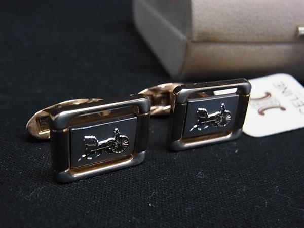 楽天市場】CELINE セリーヌ 馬車金具 マカダム カフスボタン