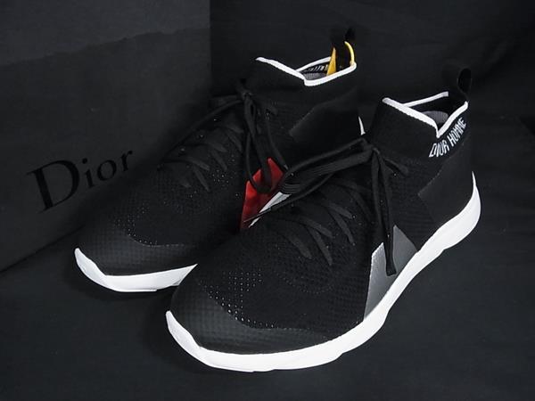 ■新品同様■ DIOR HOMME ディオールオム B21 ソックス スニーカー 表記サイズ42 (約27cm~約27.5cm) 靴 メンズ ブラック系 BQ5334|pleasure-Store 店