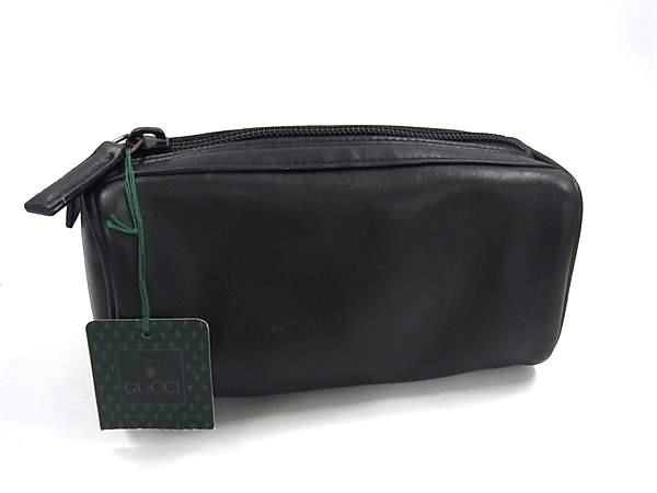 美品 グッチ GGキャンバス コスメティックポーチ ブラック コスメポーチ GUCCI グッチ ポーチ レディース ブランド ハンドポーチ