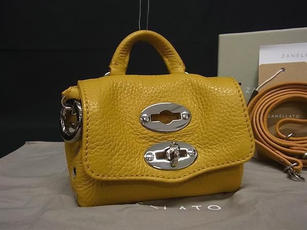■新品負けず劣らず■ ZANELLATO ザネラート ポスティーナ ミニ なめし革 2WAY ショルダーバッグ ハンドバック レディース 黄色系 FU5498