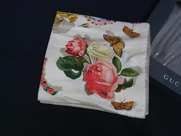 GUCCI ウール シルク 大判ストール ショール 花柄　135×135cm GGジャカード シルクウール ショールホワイト | GUCCI公式