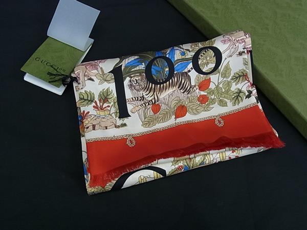 新品 GUCCI グッチ 692033 100周年記念 ストール シルク 虎 新品 GUCCI グッチ 692033 100周年記念 ストール シルク 虎
