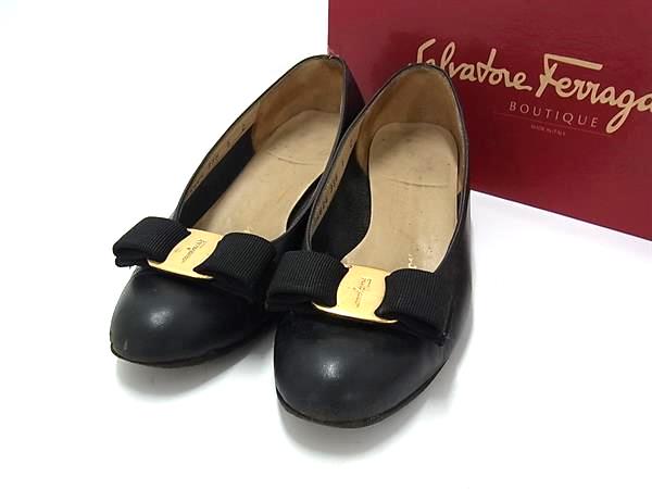 サルヴァトーレフェラガモ　黒リボン レザー ローファー　２３cm 楽天市場】Salvatore Ferragamo フェラガモ ヴァラリボン レザー