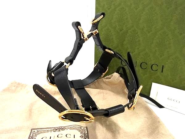 グッチ　ハーネス スモール/ミディアム ペット ハーネス ・ベージュ＆エボニー