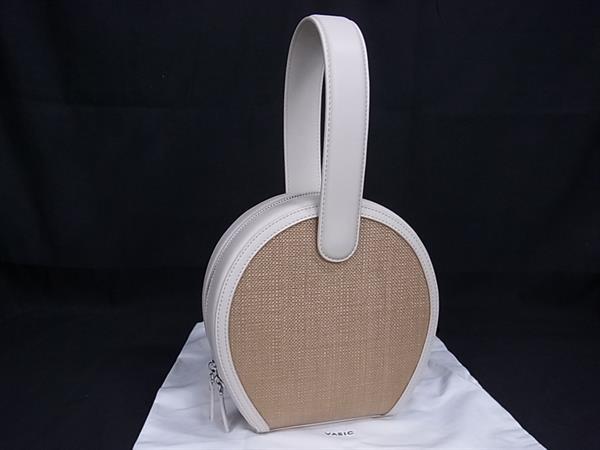 ■新品■未当てはめる■ VASIC ヴァジック ラフィア×なめし革 一手持ち部分 ハンドバック レディース 赤銅色系×象牙色系 FN5549