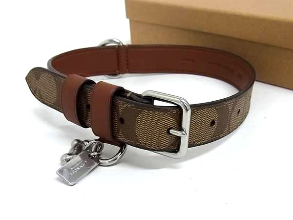 ■新品■未当て嵌める■ COACH コーチ職 CH154 名書き PVC 愛玩動物用 犬用 ドッグカラー 首飾り 書きあらわす大きさ L 赤銅色系 BR2698