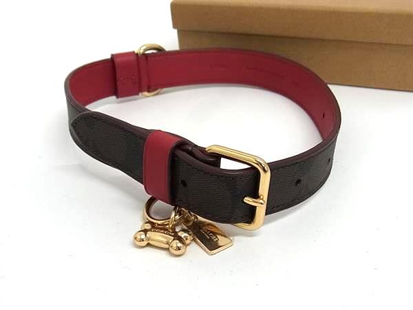 ■新品■未当て嵌める■ COACH コーチ職 CH154 名書き PVC 愛玩動物用 犬用 ドッグカラー 首飾り 書きあらわす大きさ L 赤銅色系×赤いこと系 BR2700