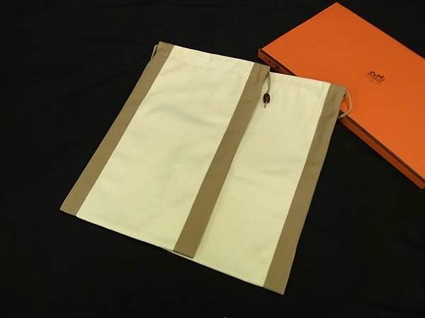 ■極美品■ HERMES エルメス 帆布 シューズ入れもの シューズ御徒面子 靴入れ 象牙色系×ベージュ系 FR2053
