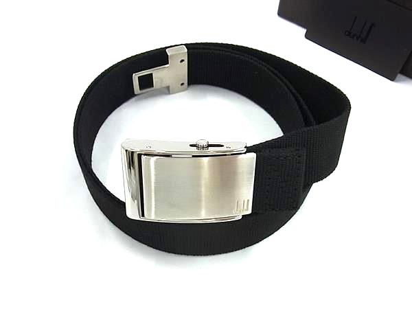 ■極美品■ dunhill ダン吸血鬼 帆布 しろがね色金具 胴締め メンズ 黒いこと系 FS3244