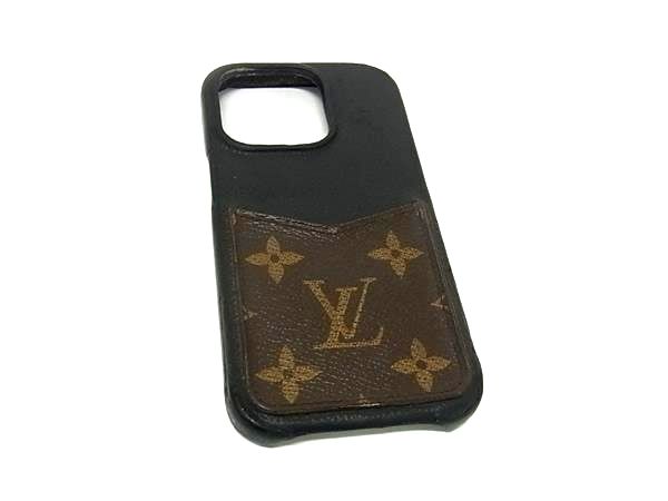 LOUIS VUITTON ルイヴィトン M81998 モノグラム バンパー iPhone14 pro 対応 アイフォンケース ブラック系×ブラウン系 GB2547|pleasure-Store 店