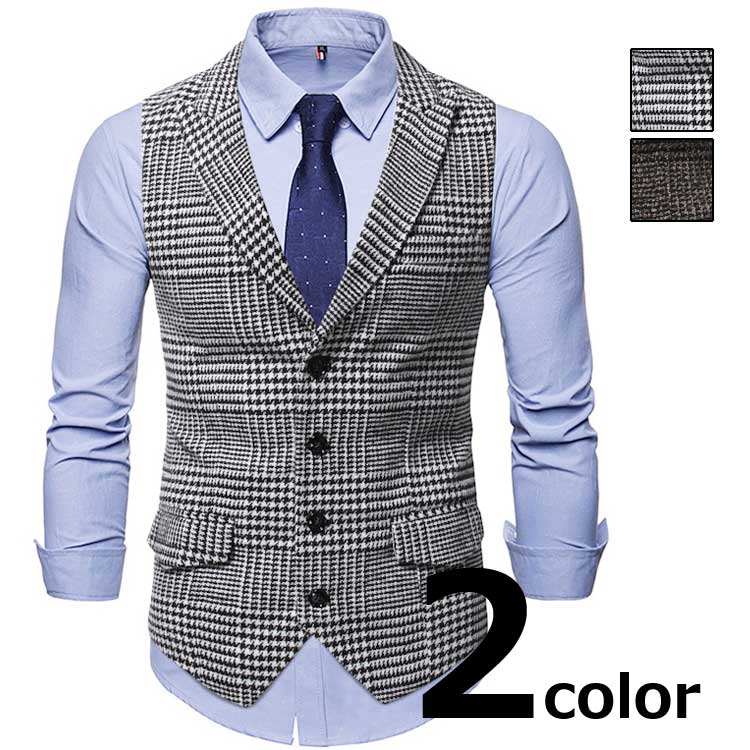 シーニュ　ジレ　ベスト　ダブルベスト　シンプル　クルミボタン　日本製 SMILE ORCHID ベスト ジレ ダブルボタン付きVネックタック入り