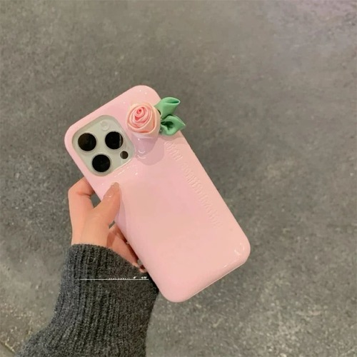 楽天市場】iPhone ケース ピンク レザー 革 PU バラ ローズ コサージュ