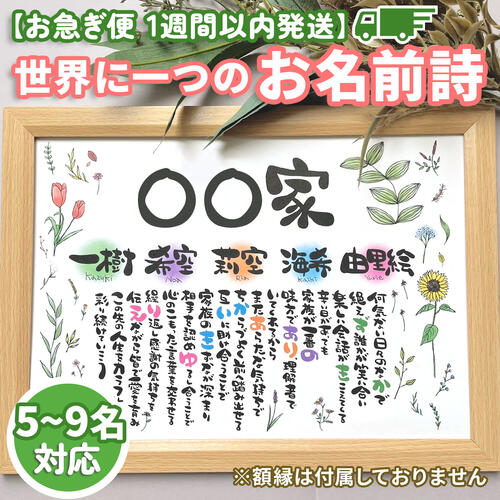 楽天市場】お名前詩 ボタニカル柄 1~2名 1名 2名 はがきサイズ 名前詩 