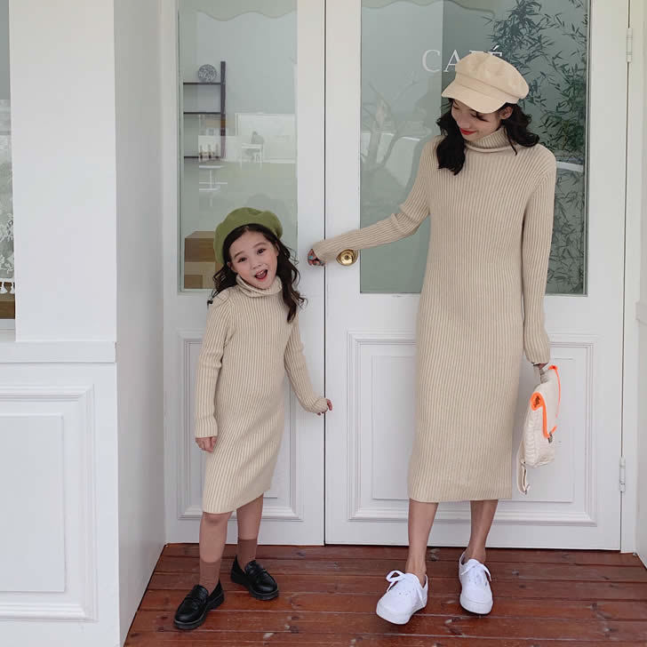 楽天市場 キッズ レディース ワンピース ニット タートルネック 親子コーデ リンクコーデ お揃い あったか 秋 冬 カジュアル レディースファッション 送料無料 Ys Factory ｙｓ ｆａｃｔｏｒｙ