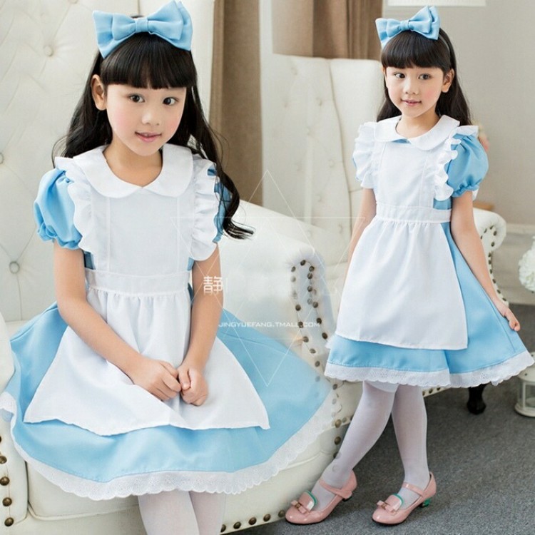 【12日2359までポイント10倍UP！】短発送 女の子 ハロウィン コスプレ 衣装 ロリータ 子供 メイド服 キッズ用 童話 アリス メイド様 仮装 コスチューム パーティー 演出 舞台服 文化祭 学園祭 可愛い 入学式 卒業式画像