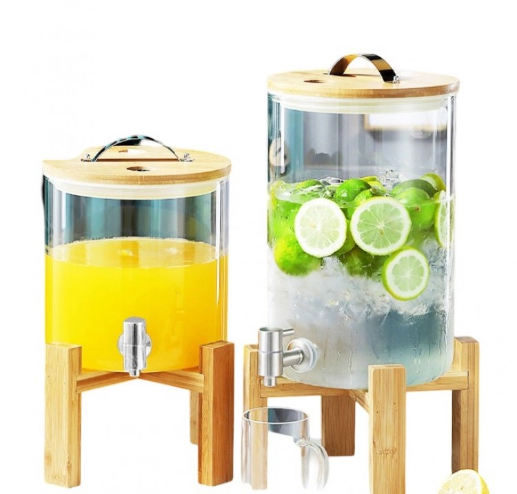 【百貨店SALE！先着30名様★500円引き換え証!】 ドリンクサーバーガラス大電気容量3.5L5L8L水道の栓付き添い人飲み料ポット保護することボトルプボトルバレルディスペンサー取っておく入れもの硝子製飲み料水井戸釣瓶密閉タンクウォーターサビールジュース
