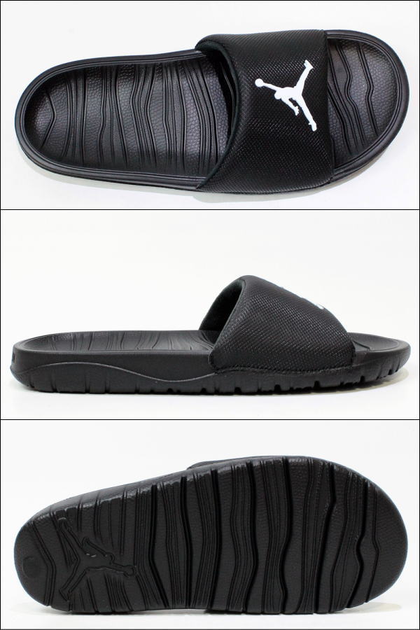 black and white jordan flip flops