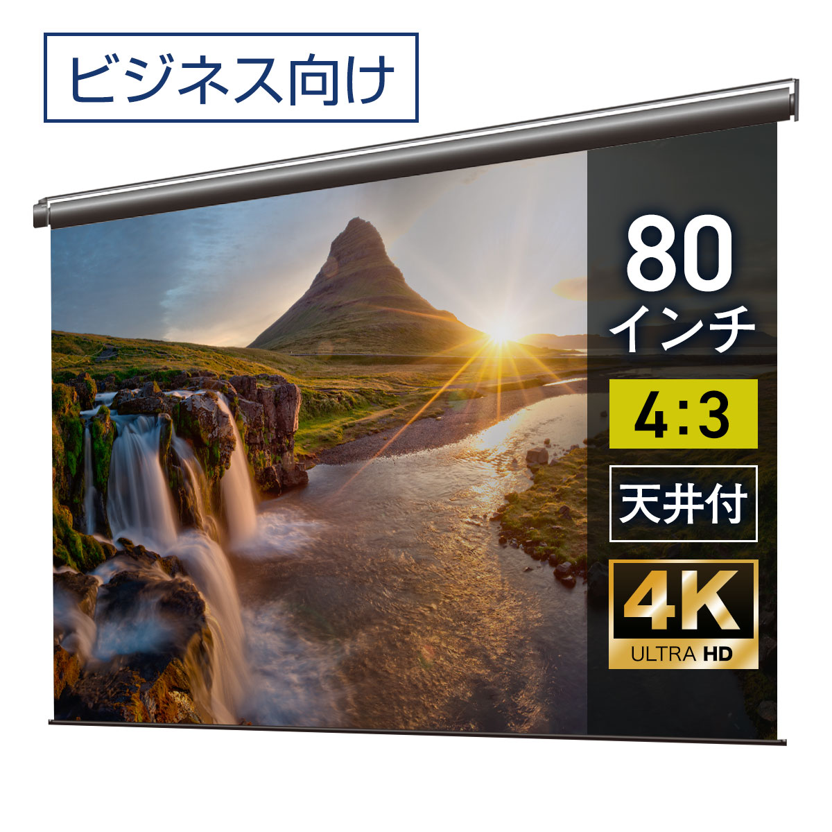プロジェクタースクリーン 80インチ 吊り下げ シアターハウス 電動スクリーン 4:3 ビジネス 4K 送料無料 日本製 プロジェクター スクリーン 80 自動 電動 リモコン 天吊 壁掛け 会議 プレゼン 店舗 学校 授業 メイドインジャパン made in japan 生涯保証