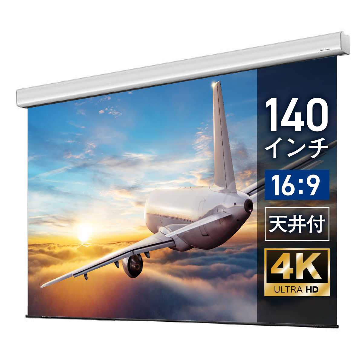 プロジェクタースクリーン 140インチ 吊り下げ シアターハウス 電動スクリーン ワイド 16:9 ホームシアター 4K 送料無料 日本製 プロジェクター スクリーン 140 自動 電動 リモコン 天吊 壁掛け 映画 メイドインジャパン made in japan 生涯保証 ケース マスクフリー