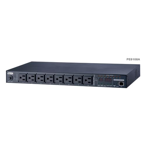 PE8108A：8降車口 賢しいPDU (100～120V 50/60サイクル 15A オプション検知器 WebGUI/SNMP/eco DC)