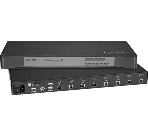 CV-801K：8界面KVM切換器｜HDMI/DisplayPort：4K@60サイクル (3840x2160)｜USB HID｜2界面USBこしき