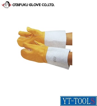OTAFUKU GLOVE(おたふく手袋) 溶接用コンビ3指手袋《作業革手 牛床革 保護具 プロ 職人 整備 DIY》※10双入・メーカー取寄せ品