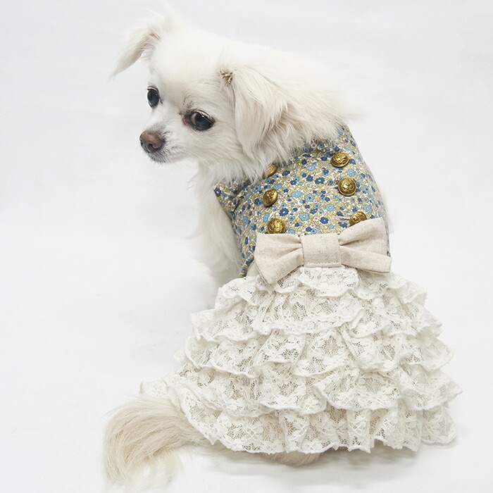 【ハンドメイド♡犬服♡１点物】　　　エプロンドレス風　２Ｌサイズ ストライプメイド服 メイドワンピース エプロン春夏犬服 猫服 犬