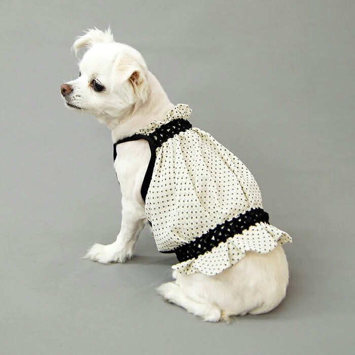 ハンドメイド　ツイードおめかしモノトーンバルーンタンク　リボン　犬服 犬服ハンドメイド バルーンの裾をふんわりさせてみた dog