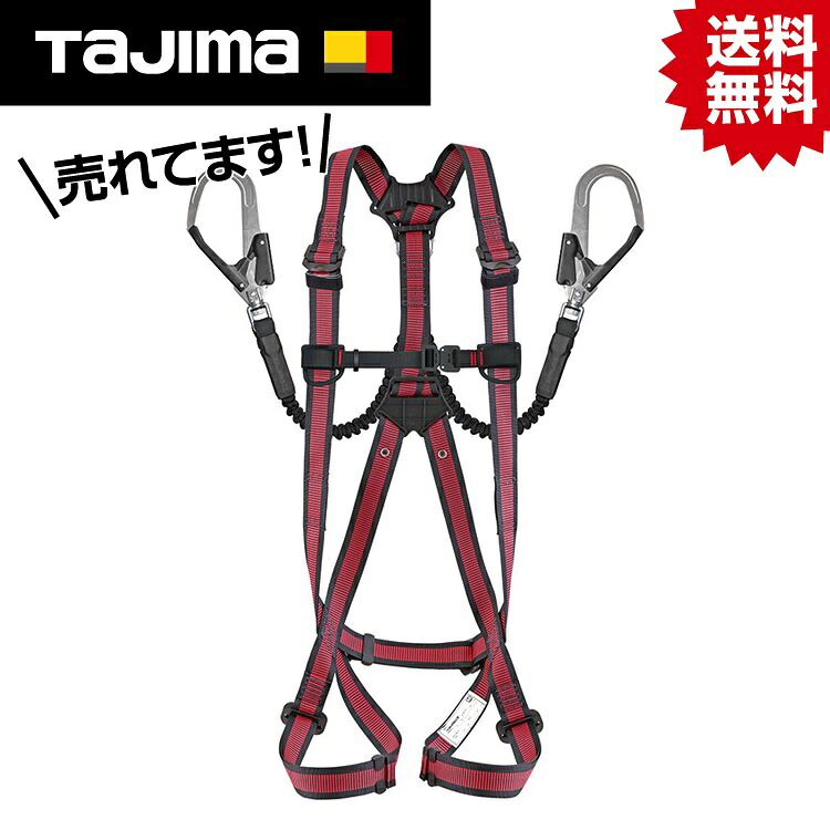 TK ハーネスGS 蛇腹 ダブルL2セット ライン赤M #タジマ Tajima TJM デザイン 安全帯 墜落制止用器具 新規格 適合品 落下防止 落下 防止 安全 SEG フルハーネス ハーネス GS ライン 赤 M ランヤード ダブル ジャバラ L2