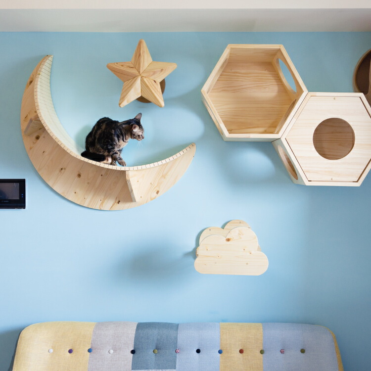 Myzoo マイズー Luna ルナ 月 キャットステップ セット 猫 キャット ウォーク ステップ タワー おしゃれ 棚 アクリル 壁付け スタイリッシュ Opendu17 Fr