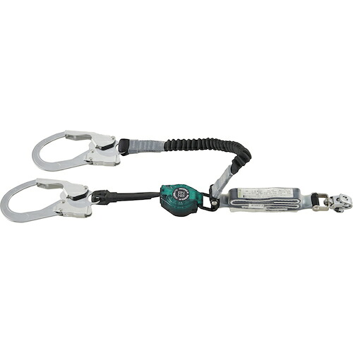 TR タイタン ハーネス用 ロック機構付き巻取＋伸縮式ダブルランヤード HL?MRZW?1.3 【品番 : HL-MRZW-1.3 5008】 【4424521】