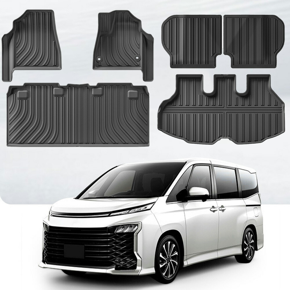 トヨタ 新型 ヴォクシー ノア 90系 ガソリン車 フロアマット ラゲッジマット フロアマットセット TOYOTA VOXY NOAH 3d立体カーマット 防水 滑り防止 耐汚れ TPE素材 内装 カスタム パーツ アクセサリー(NOAH90 フロアマット(1-3列目)+トランクマット)