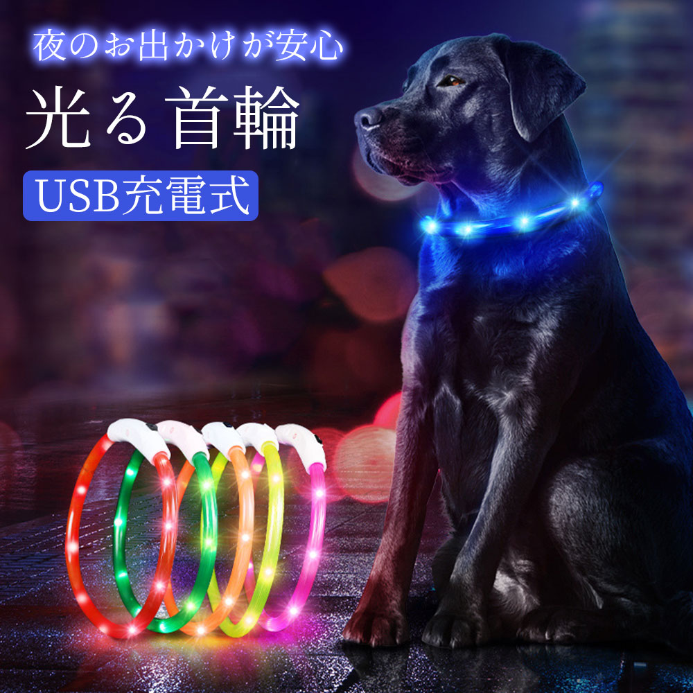 楽天市場】【全犬種対応】犬 首輪 光る首輪 USB 充電式 リード 大型犬