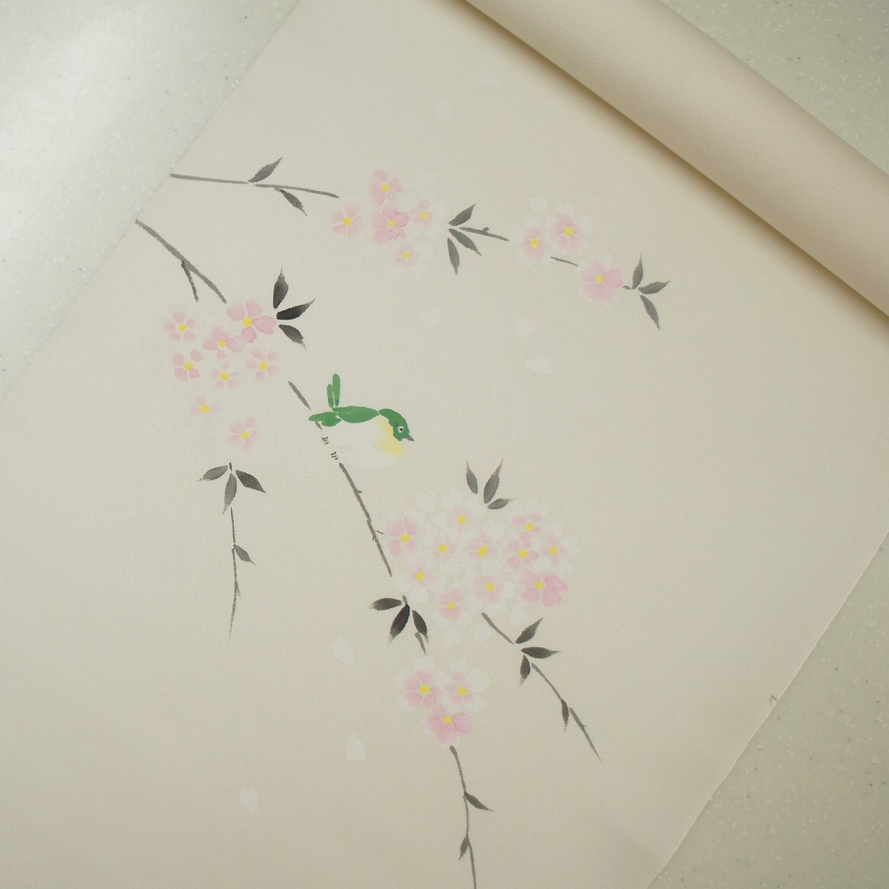 楽天市場】正絹紋意匠染帯 染帯 タタキ染め 再入荷 薄いグレー地