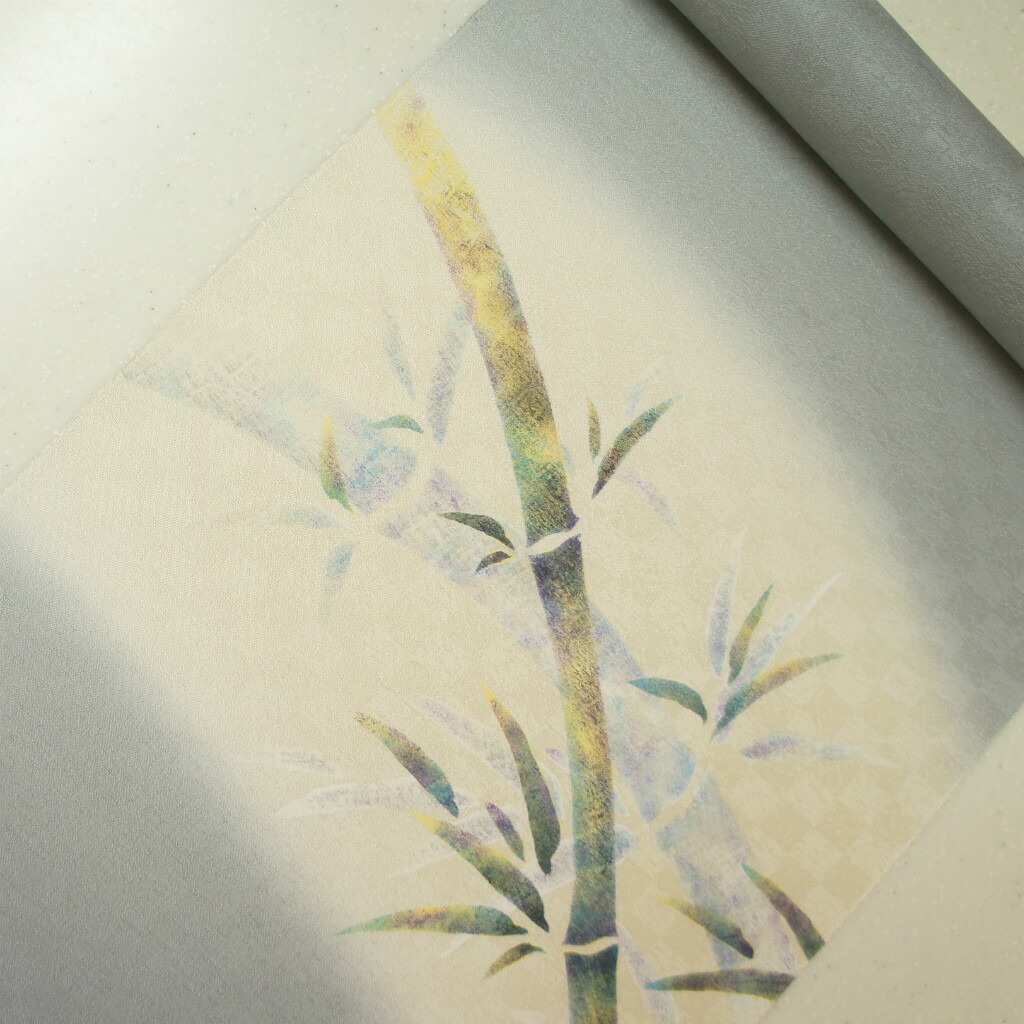 楽天市場】正絹紋意匠染帯 染帯 タタキ染め 再入荷 薄いグレー地