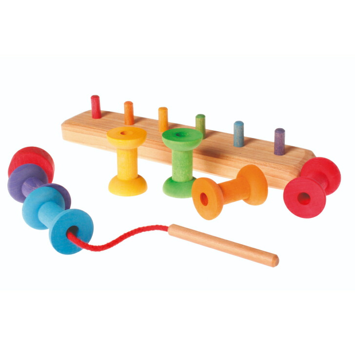 楽天市場】グリムス社 ひも通し 虹のボビン GM10316 グリムスの積み木