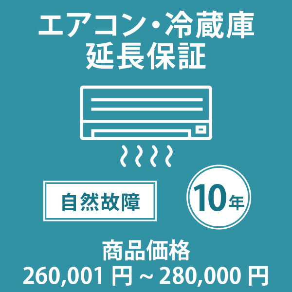 当店指定商品のみ エアコン・冷蔵庫10年延長保証 自然故障保証タイプ 税込商品価格 260,001~280,000円 までの商品が対象です 保証期間10年 対象の商品と同時購入が必要です SOMPOワランティ|ユアサeネットショップ