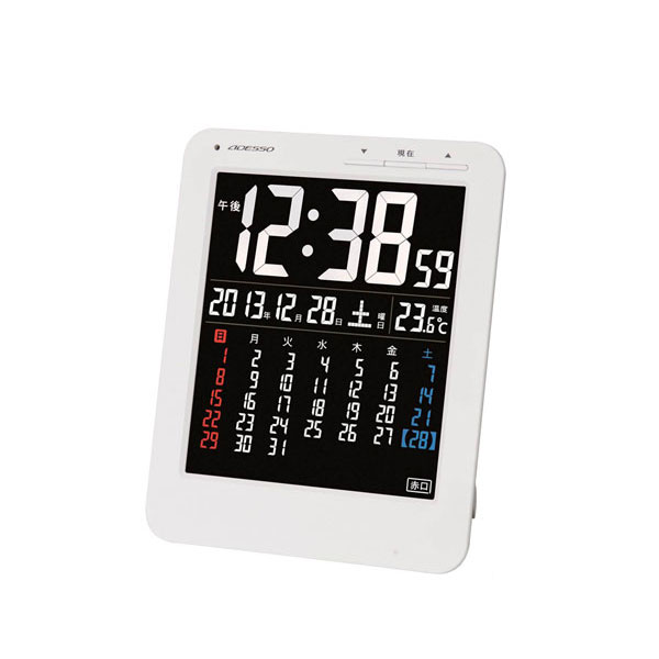 送料無料【置掛兼用】アデッソ カラーカレンダー 電波時計 KW9292 【電波時計 デジタル】【目覚まし時計 電波時計】